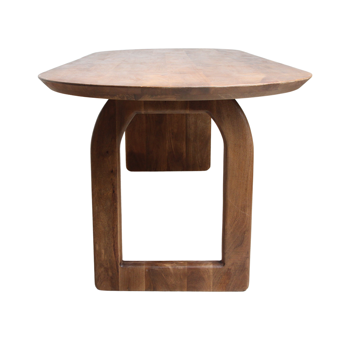 Table à manger en bois de manguier brun plateau arrondi – 240x90 cm