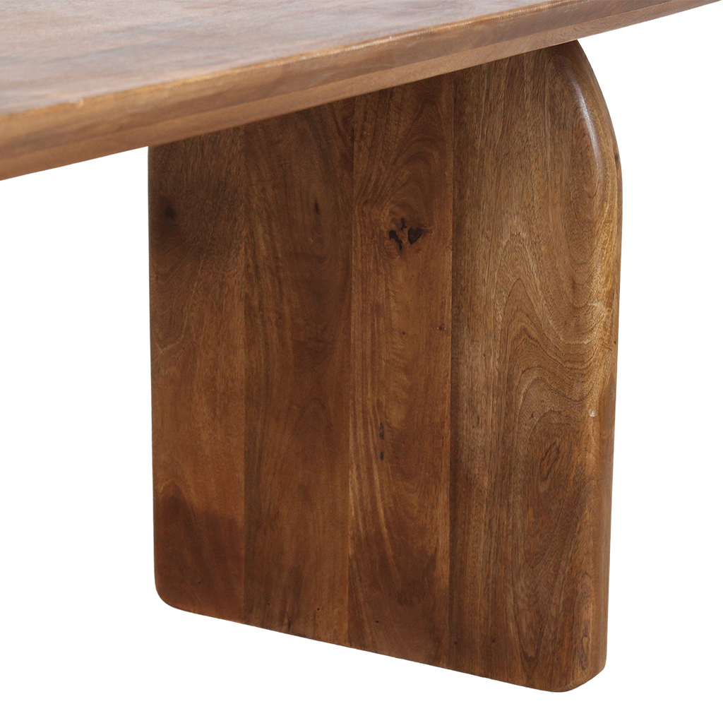 Table à manger ovale en bois de manguier brun piétement plein – 240x90 cm