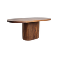 Table à manger ovale en bois de manguier brun pied central – 180x110 cm