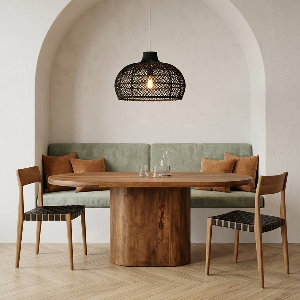 Table à manger ovale en bois de manguier brun chaleureux – 200x110 cm