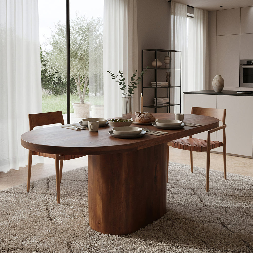 Table à manger ovale en bois de manguier brun chaleureux – 200x110 cm