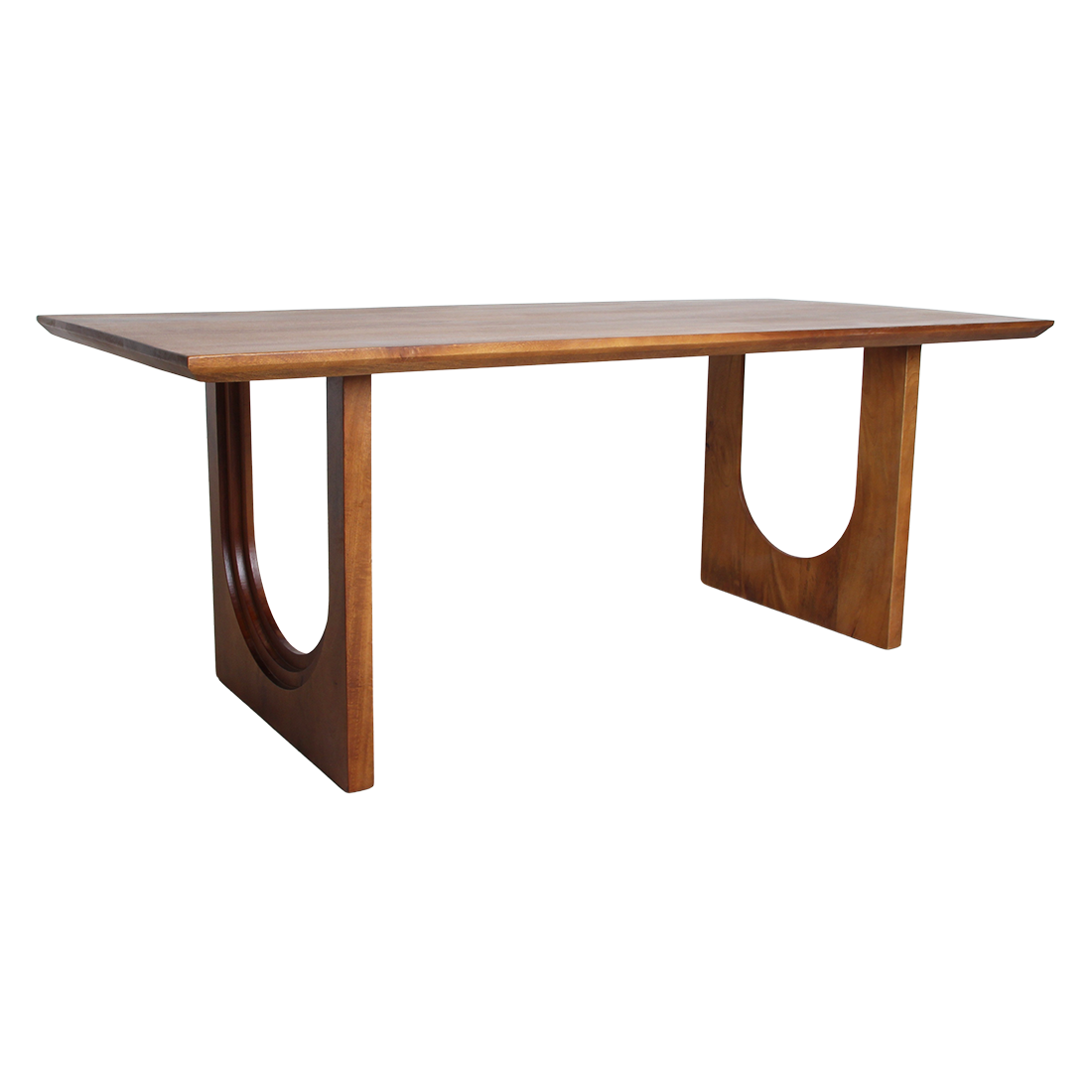 Table à manger manguier brun pieds U bords arrondis – 180x90 cm