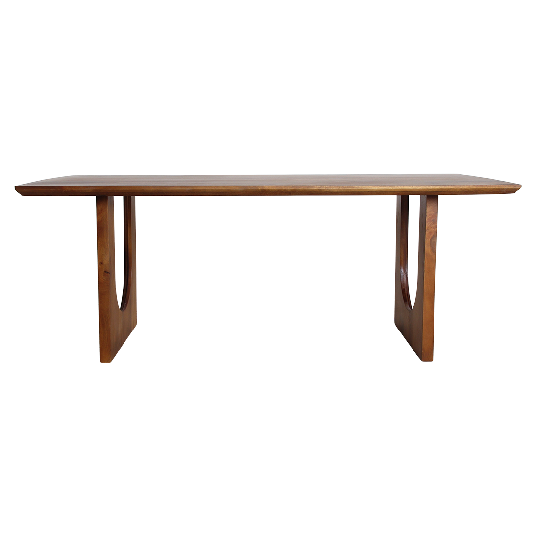 Table à manger manguier brun pieds U bords arrondis – 180x90 cm