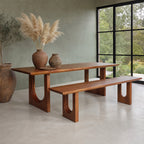 Table à manger manguier brun pieds U bords arrondis – 180x90 cm