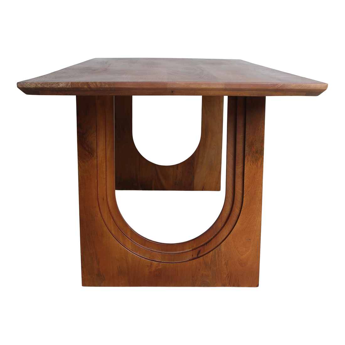 Table à manger manguier brun pieds U bords arrondis – 180x90 cm