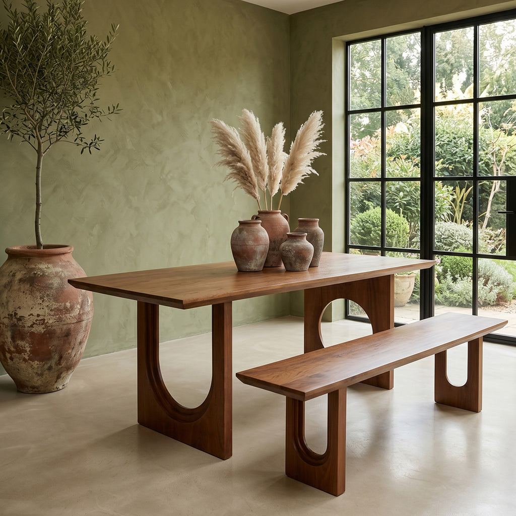 Esstisch aus Mangoholz in Braun mit skulpturalen Beinen – 200x90 cm