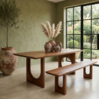 Esstisch aus Mangoholz in Braun mit skulpturalen Beinen – 200x90 cm