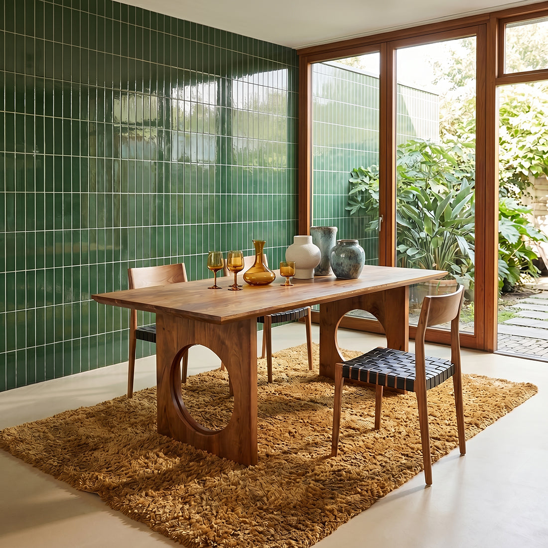 Table à manger manguier pieds ajourés design contemporain – 240x90 cm
