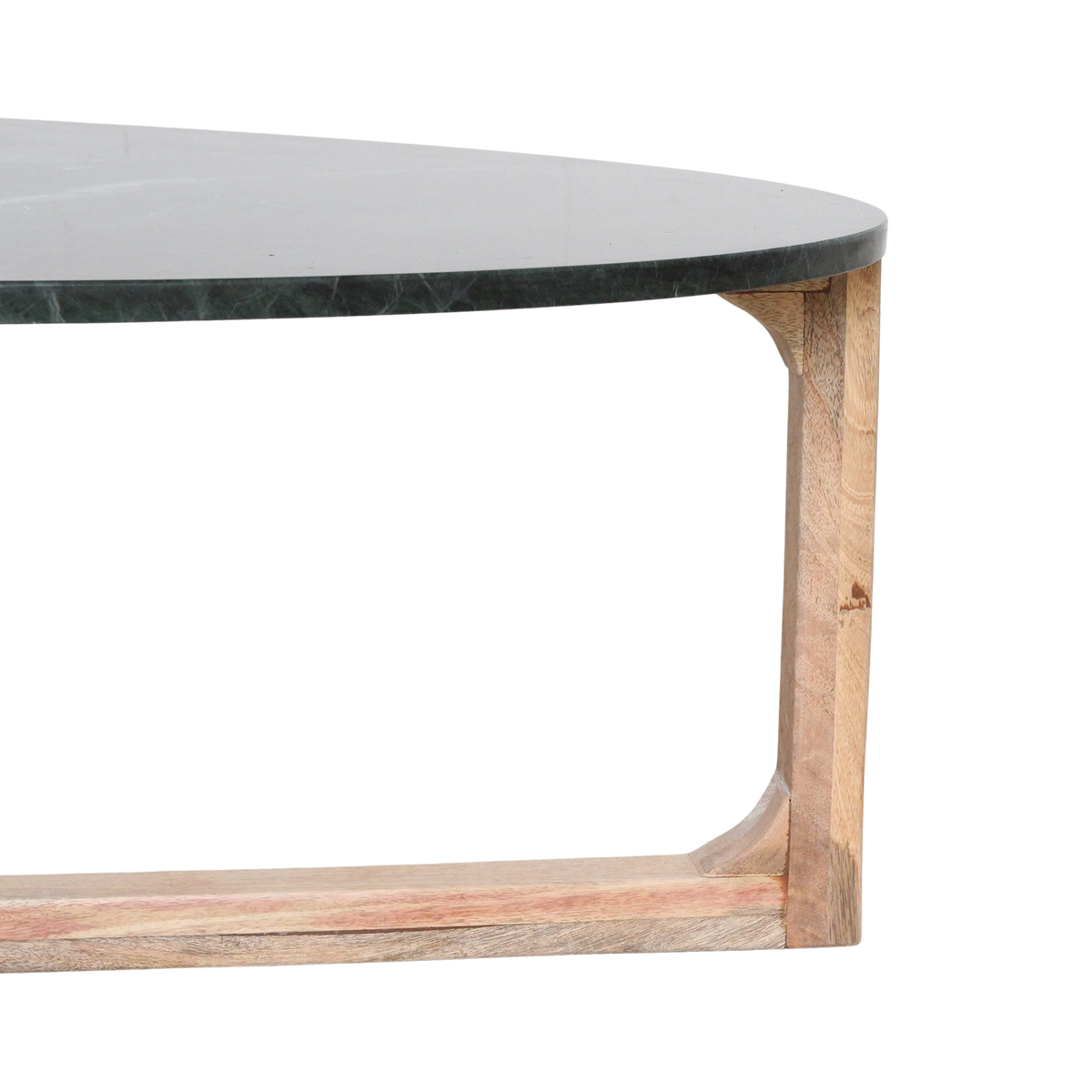 Table basse ovale en marbre noir et bois naturel – 120x60 cm