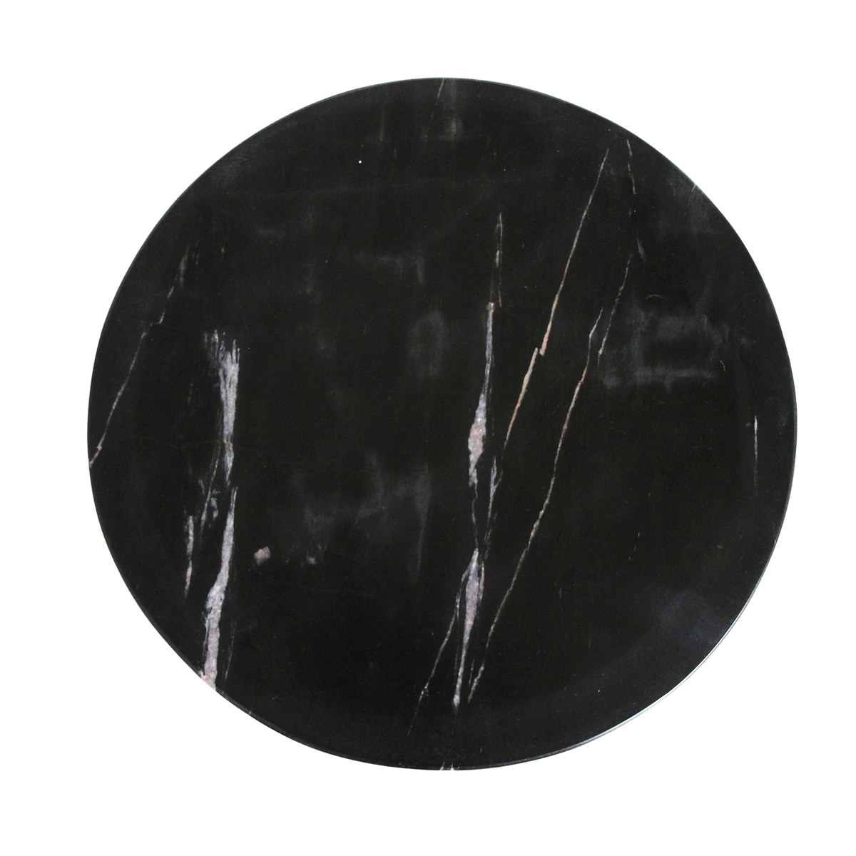 Table d’appoint ronde en marbre noir et bois de manguier sculpté – Ø40 cm