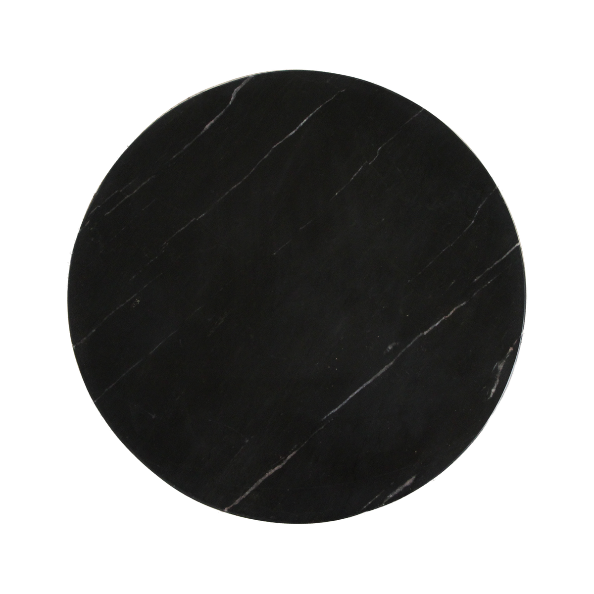 Table d’appoint ronde en bois cannelé et marbre noir – Ø40 cm