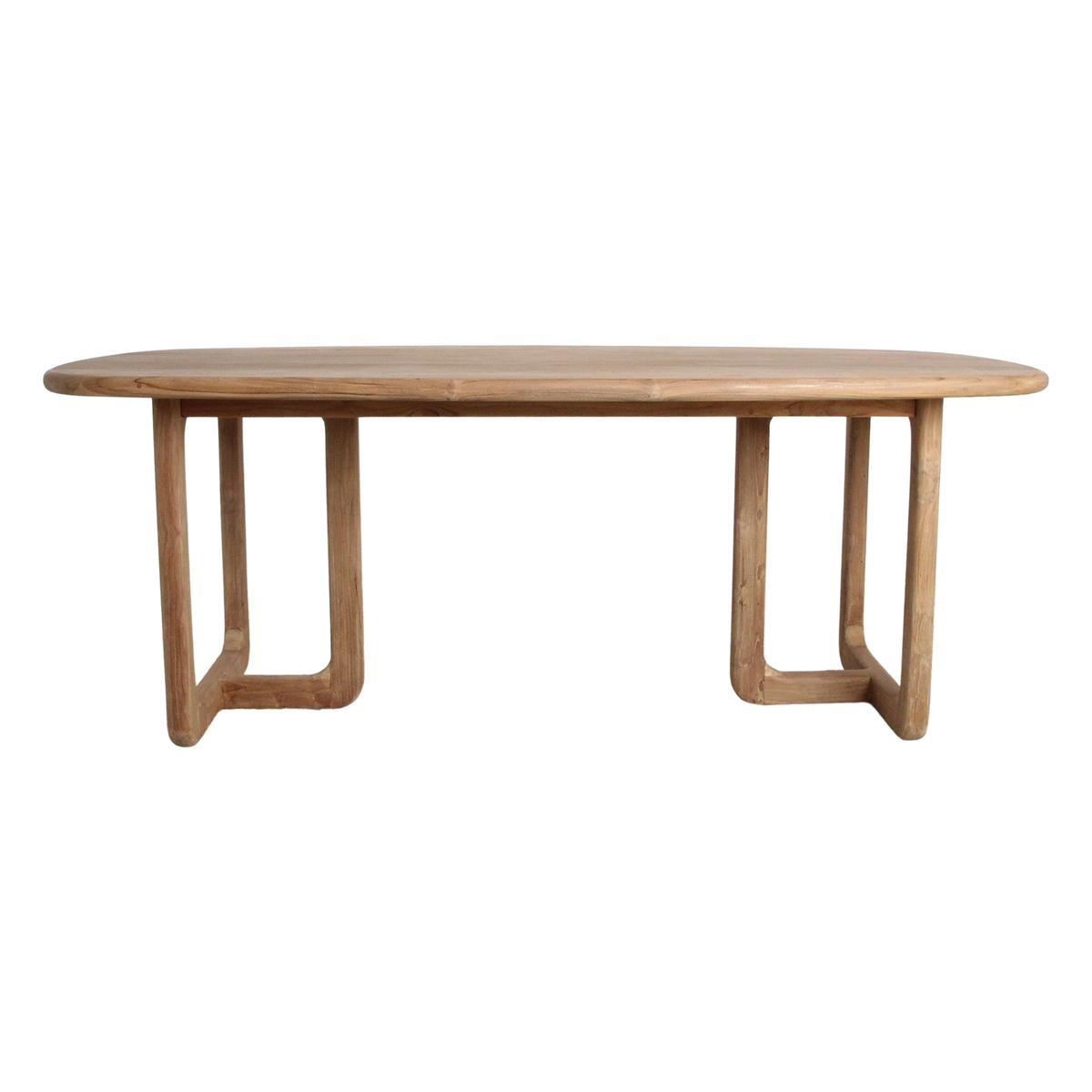 Table à manger en teck recyclé clair pieds arrondis – 200x100 cm