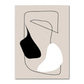 Art minimaliste abstrait en noir et blanc sur toile beige rectangulaire