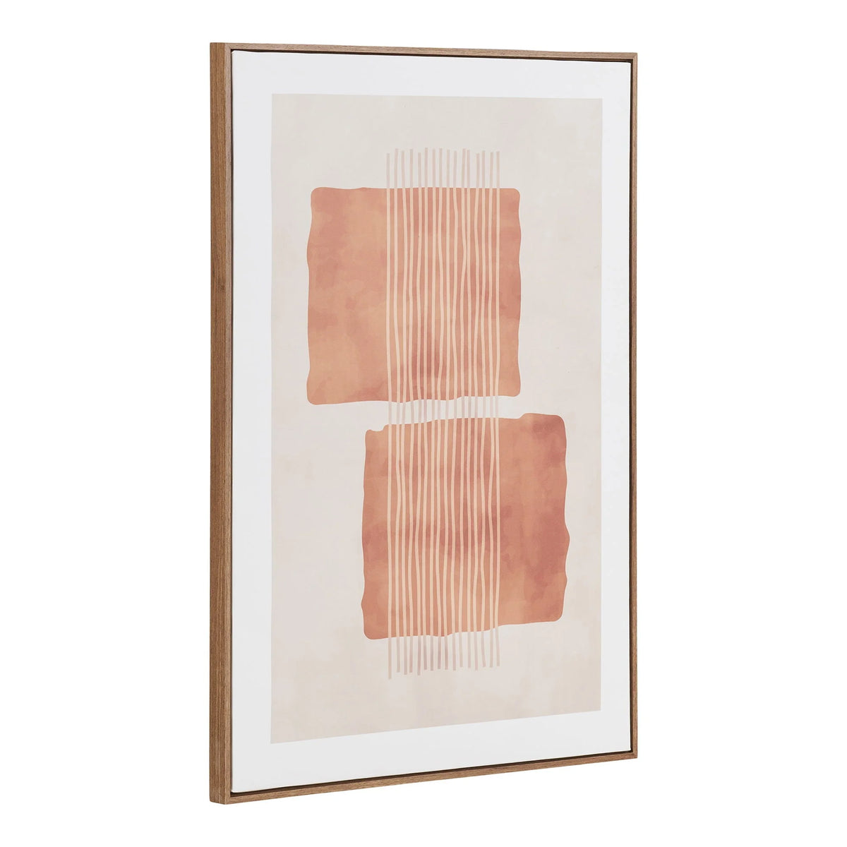 Affiche murale abstraite terracotta et beige en cadre bois 50x70 cm