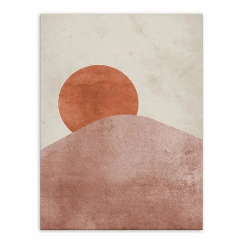 Affiche paysage abstrait en toile tons terracotta