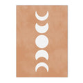 Art print représentant les phases de la lune sur toile blanche avec fond chaud