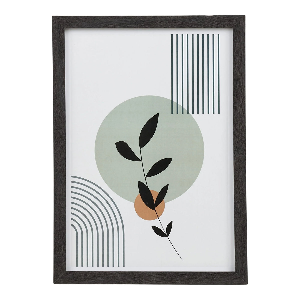 Ensemble de 3 affiches encadrées géométriques et botaniques noir et vert