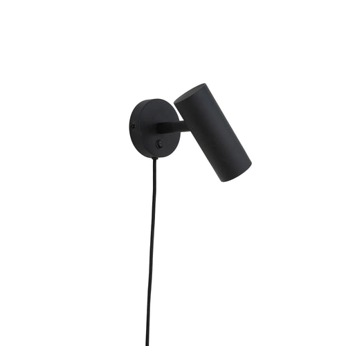 Applique murale en métal noir avec cordon – H22 cm