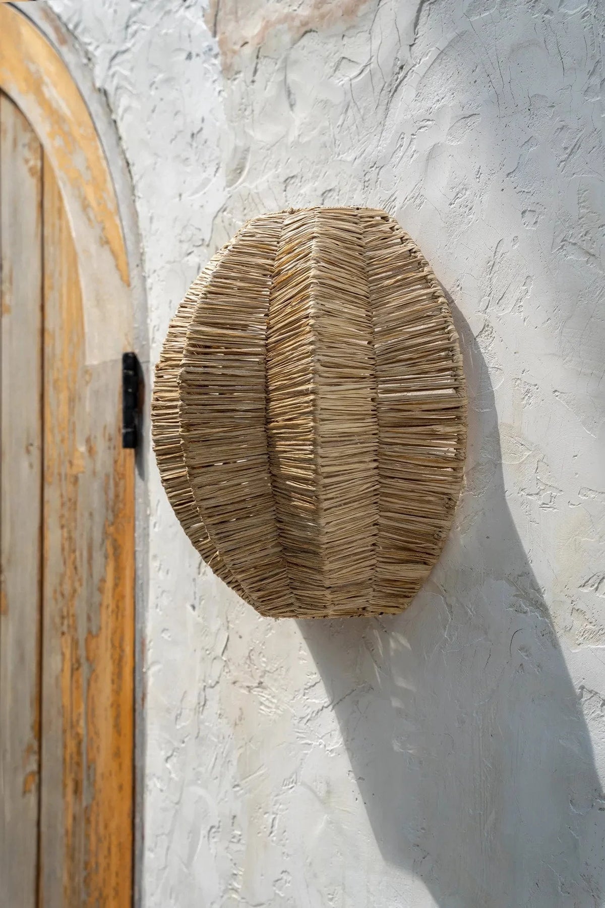 Applique murale en raphia plié 40 cm naturelle