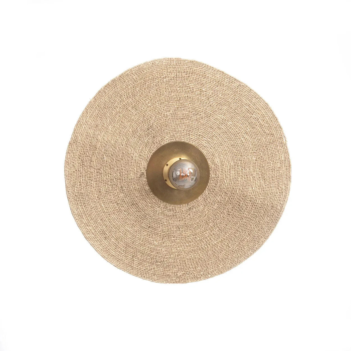 Applique murale ronde en rotin tressé et laiton naturel, diamètre 46 cm