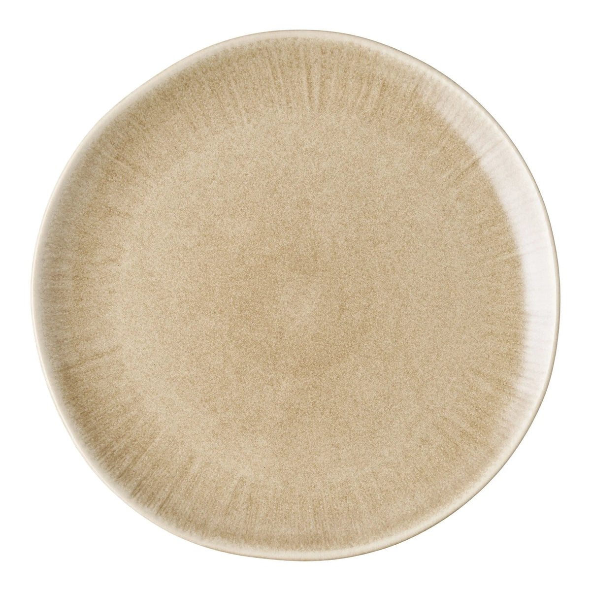 Assiette en grès beige satinée, bord irrégulier, lot de 4