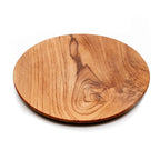 Planche de service ovale en bois de teck naturel avec veines apparentes Ø34,5 cm