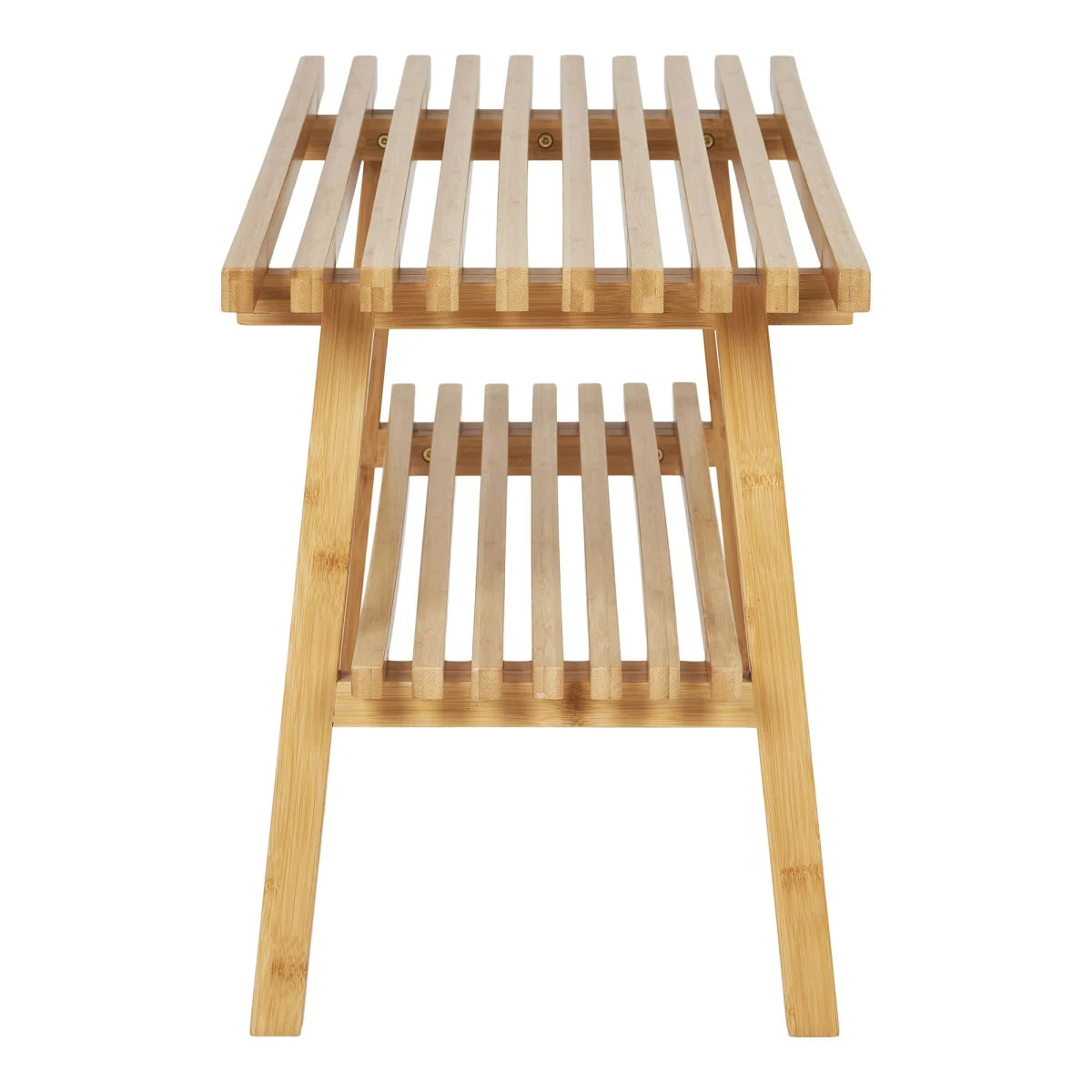 Banc en bambou naturel clair à deux étages, 70x28 cm