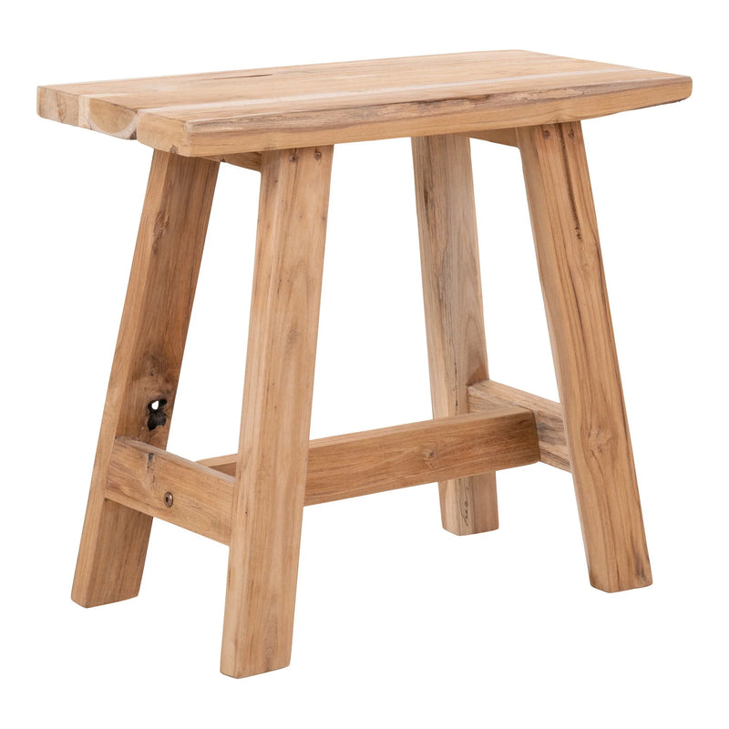 Banc en teck massif finition naturelle assise basse rectangulaire – 50x25 cm