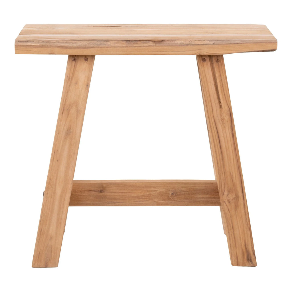 Banc en teck massif naturel, assise basse rectangulaire 50x25 cm