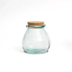 Bocal en verre recyclé bleu avec bouchon liège – 10x10 cm