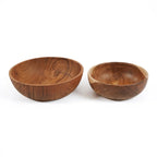 Bol apéritif en bois de teck sculpté avec grain naturel, forme organique