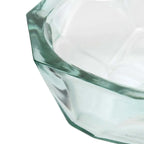 Bol en verre transparent facetté inspiration origami bleu