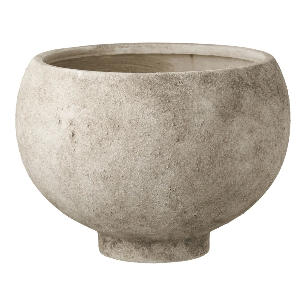 Cache-pot rond en céramique effet pierre gris clair Ø26 cm