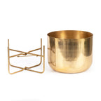 Cache-pot XL en laiton doré avec support pliable – H41 cm