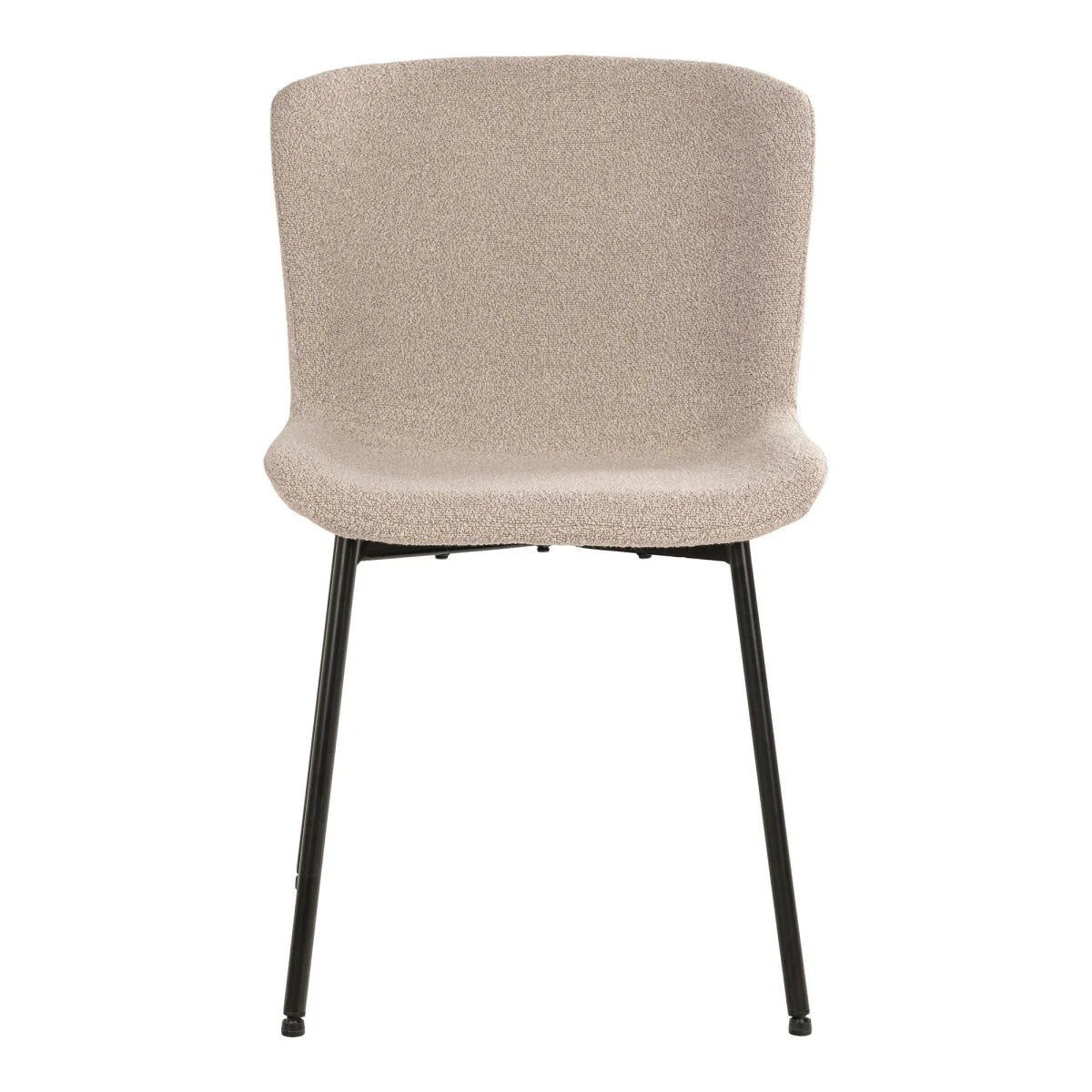 Chaise de salle à manger en tissu bouclé beige et pieds noirs, set de 2