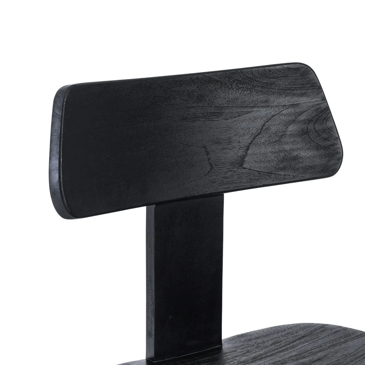 Dossier de chaise en teck noir mat avec finition lisse pour salle à manger