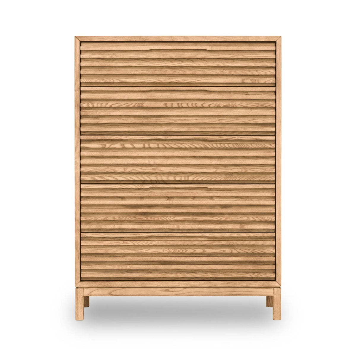 Commode minimaliste bois clair 132x46 cm portes ajourées chêne clair