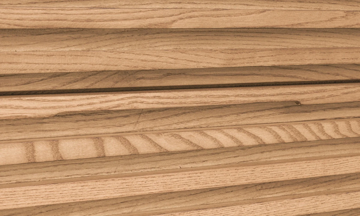 Commelle minimaliste bois clair chambre, planches bois clair grain naturel