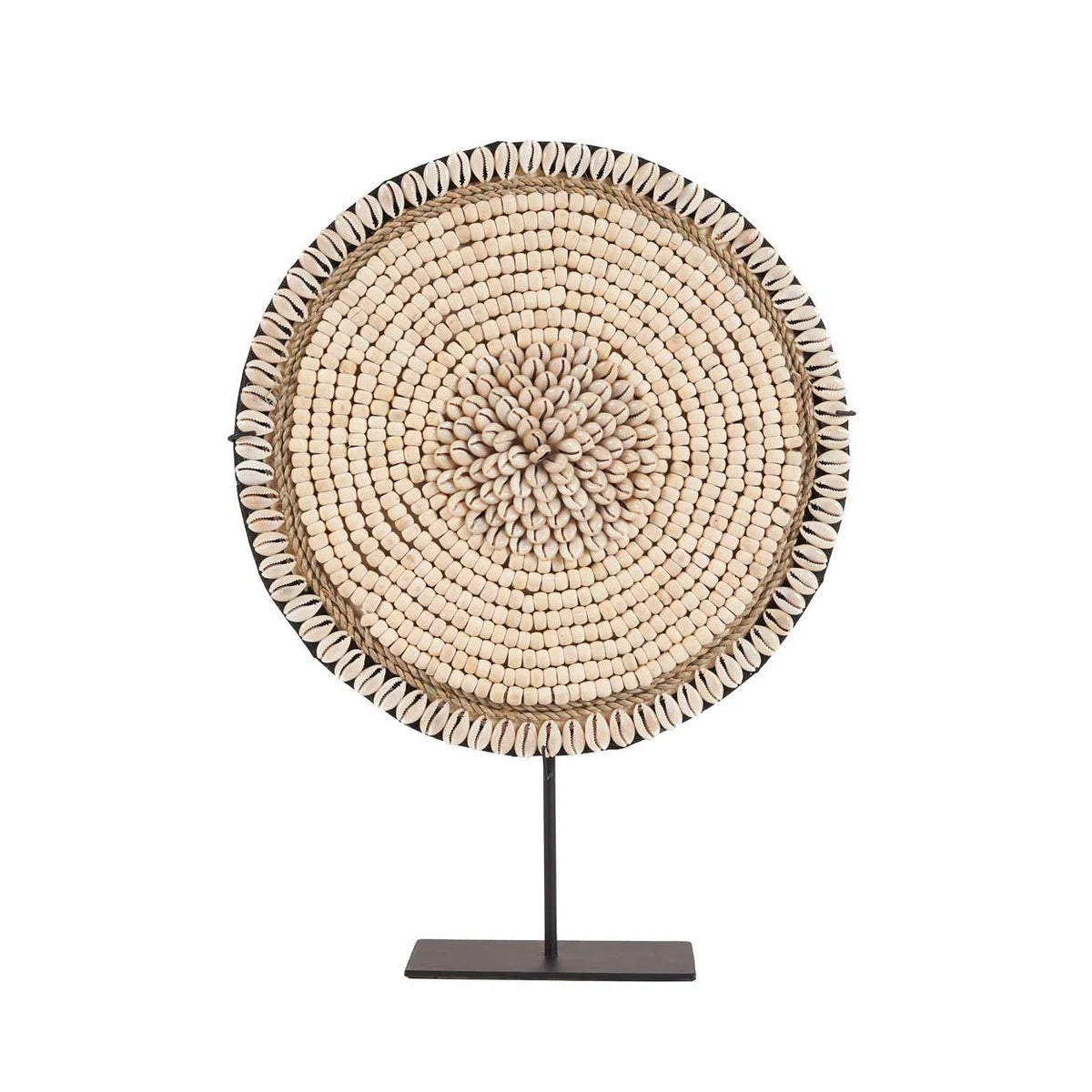 Coquillage décoratif sur socle en cauris blanc naturel, H40 cm