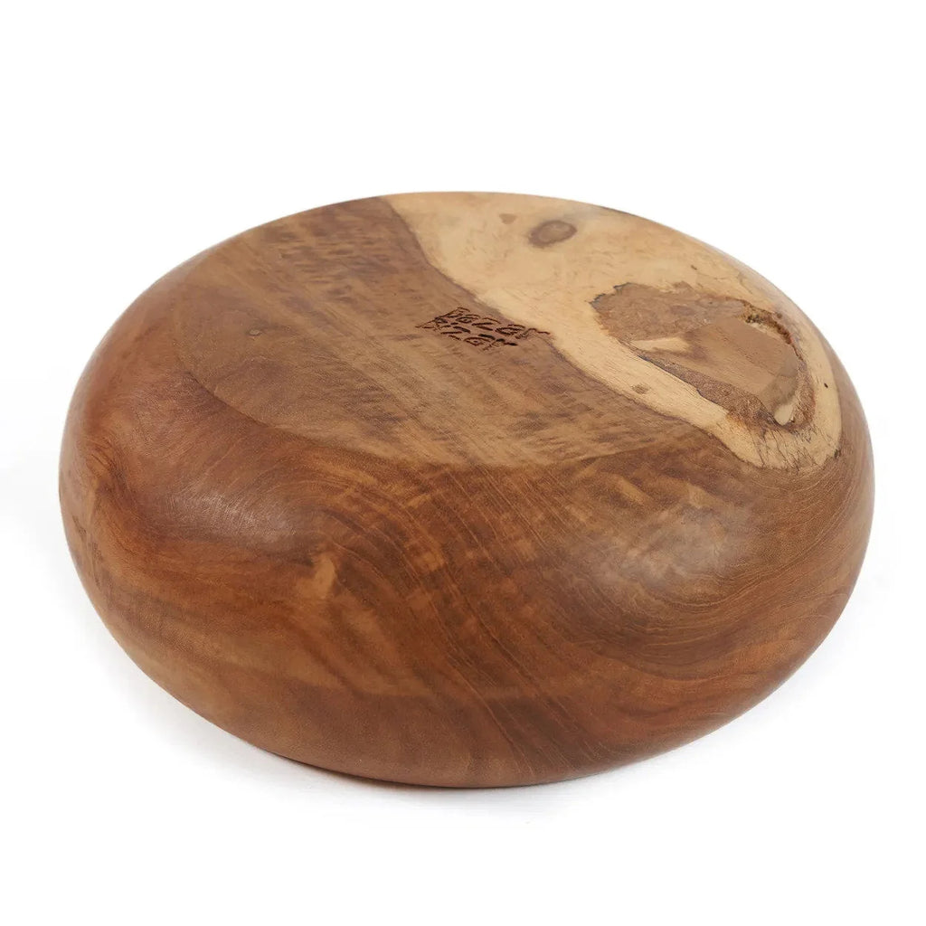 Coupe décorative en bois de teck massif rond lisse grain naturel