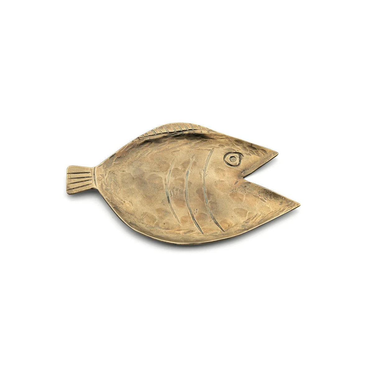 Plat en laiton doré martelé en forme de poisson décoratif pour la maison