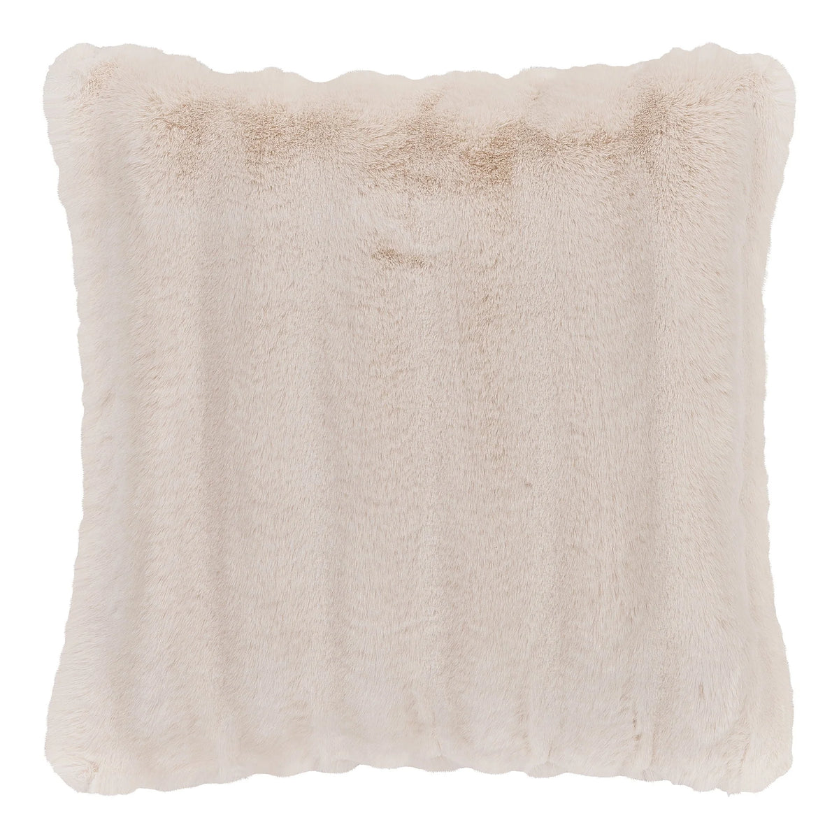 Coussin décoratif en fausse fourrure écrue moelleuse avec reflets dorés