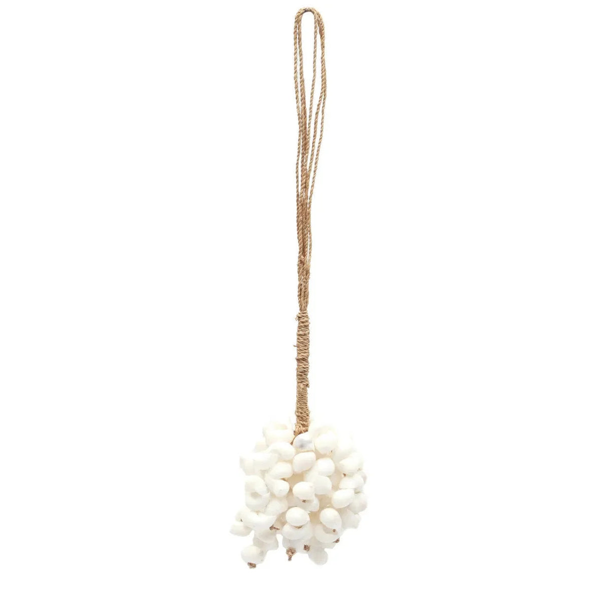 Ornement décoratif blanc en coquillages avec boucle en jute pour Crochet déco mural