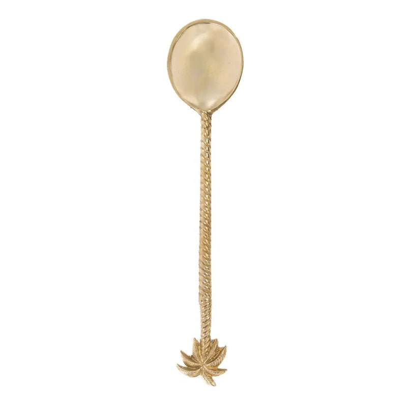 Salatlöffel aus Messing mit Palmenmotiv – Goldfinish