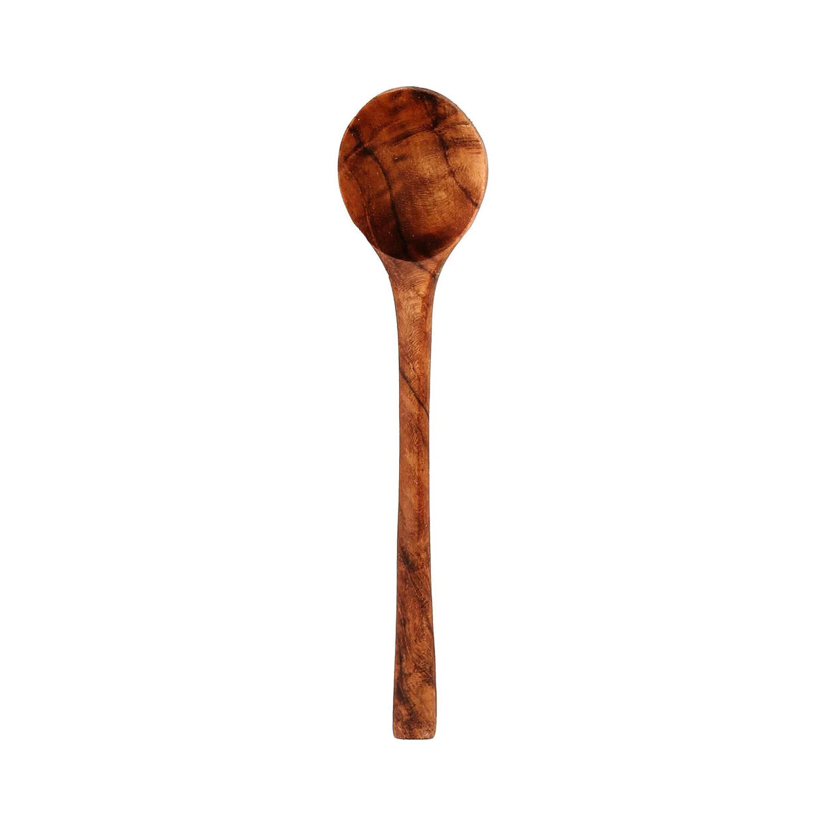 Cuillère en bois de teck massif avec bol rond et manche long pour cuisine élégante