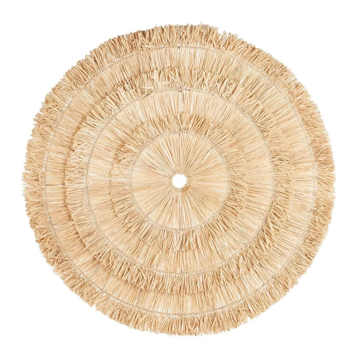 Tapis décoratif rond en raffia tissé naturel effet soleil Ø110 cm