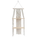 Étagère murale 2 niveaux en bois et macramé 