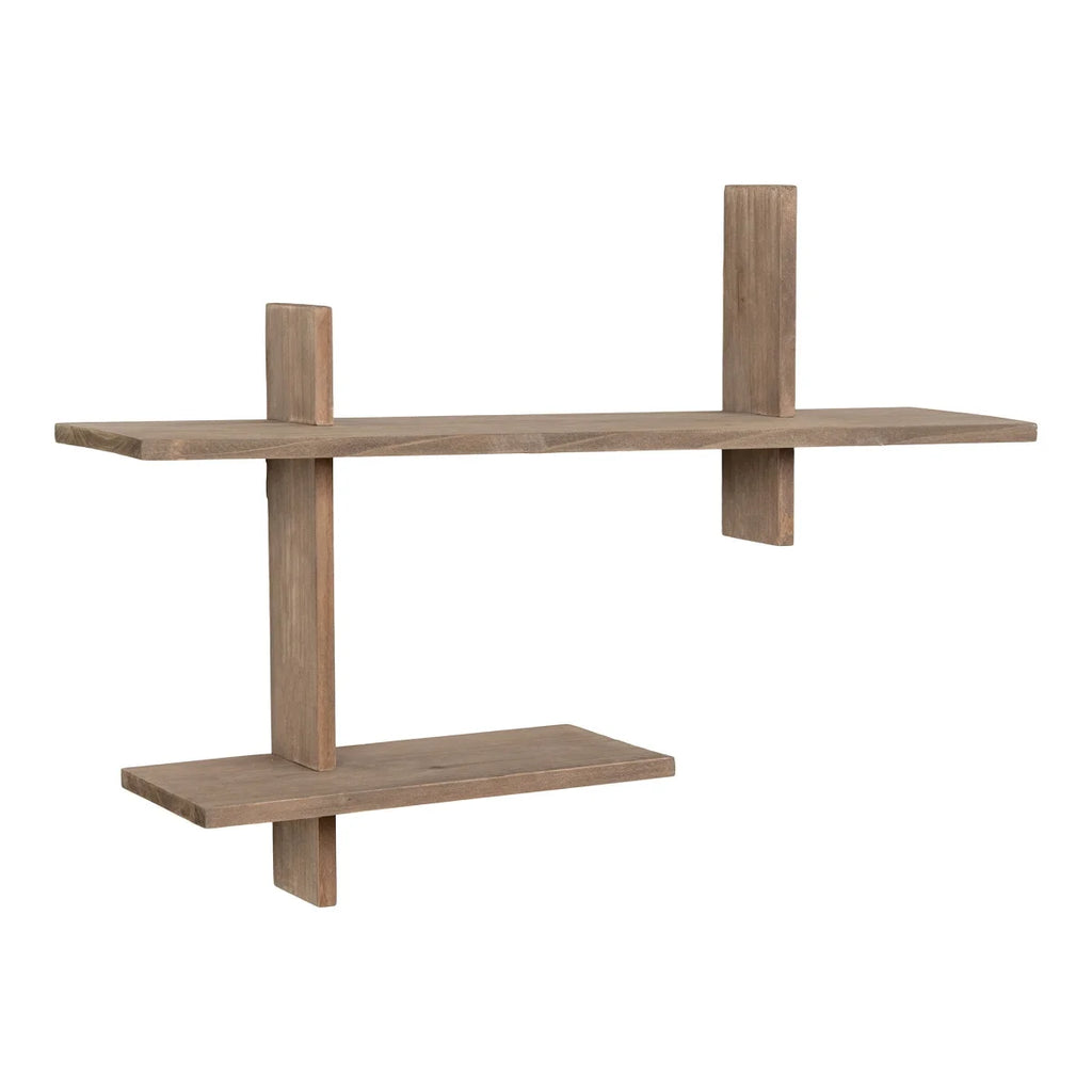 Étagère murale asymétrique en bois de pin gris clair 60x15x44 cm