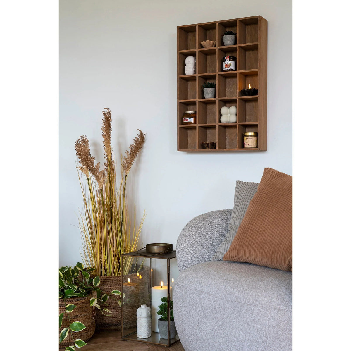 Étagère murale en bois de pin naturel à casiers 44x10x63 cm