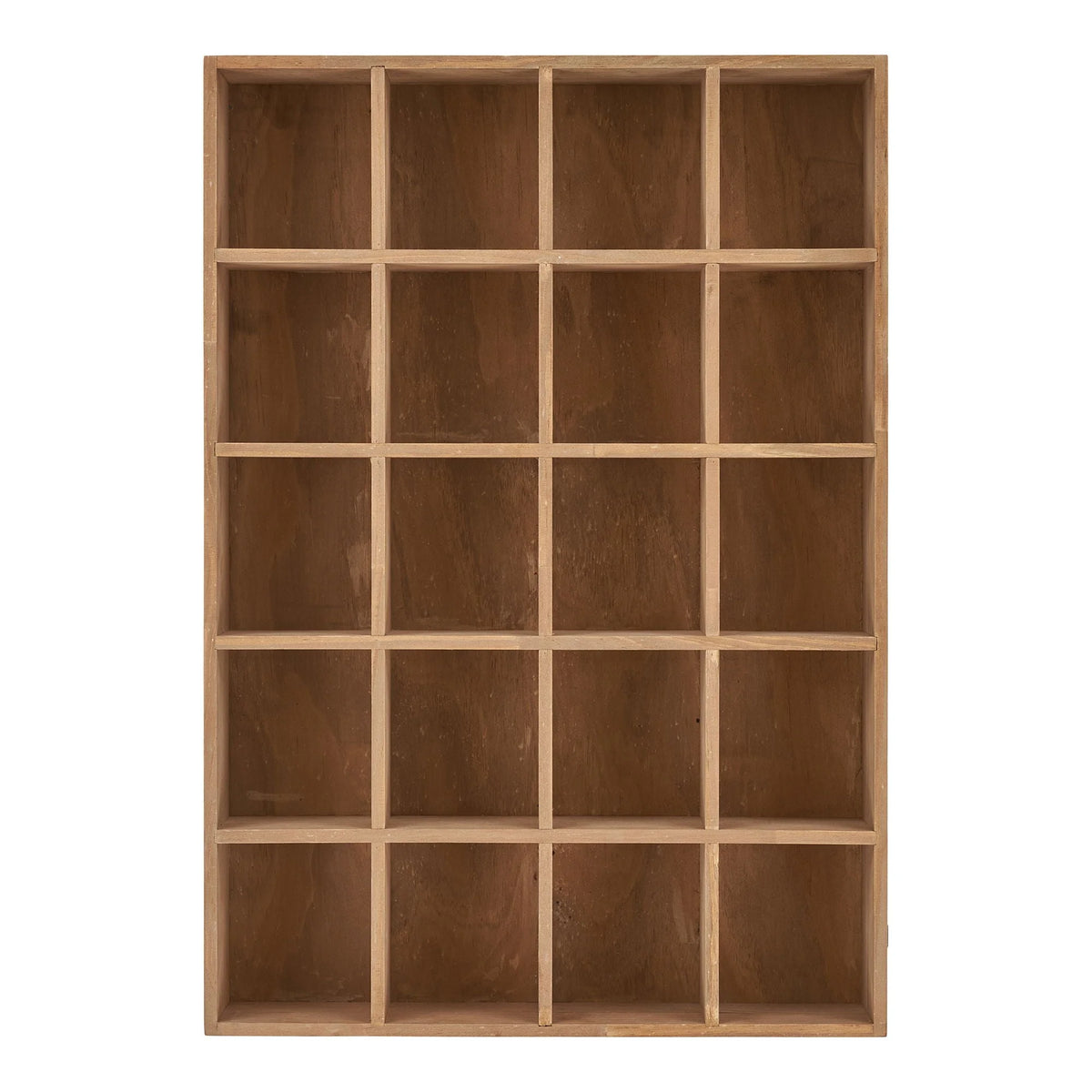 Étagère murale en bois de pin naturel à 16 casiers, 44x10x63 cm